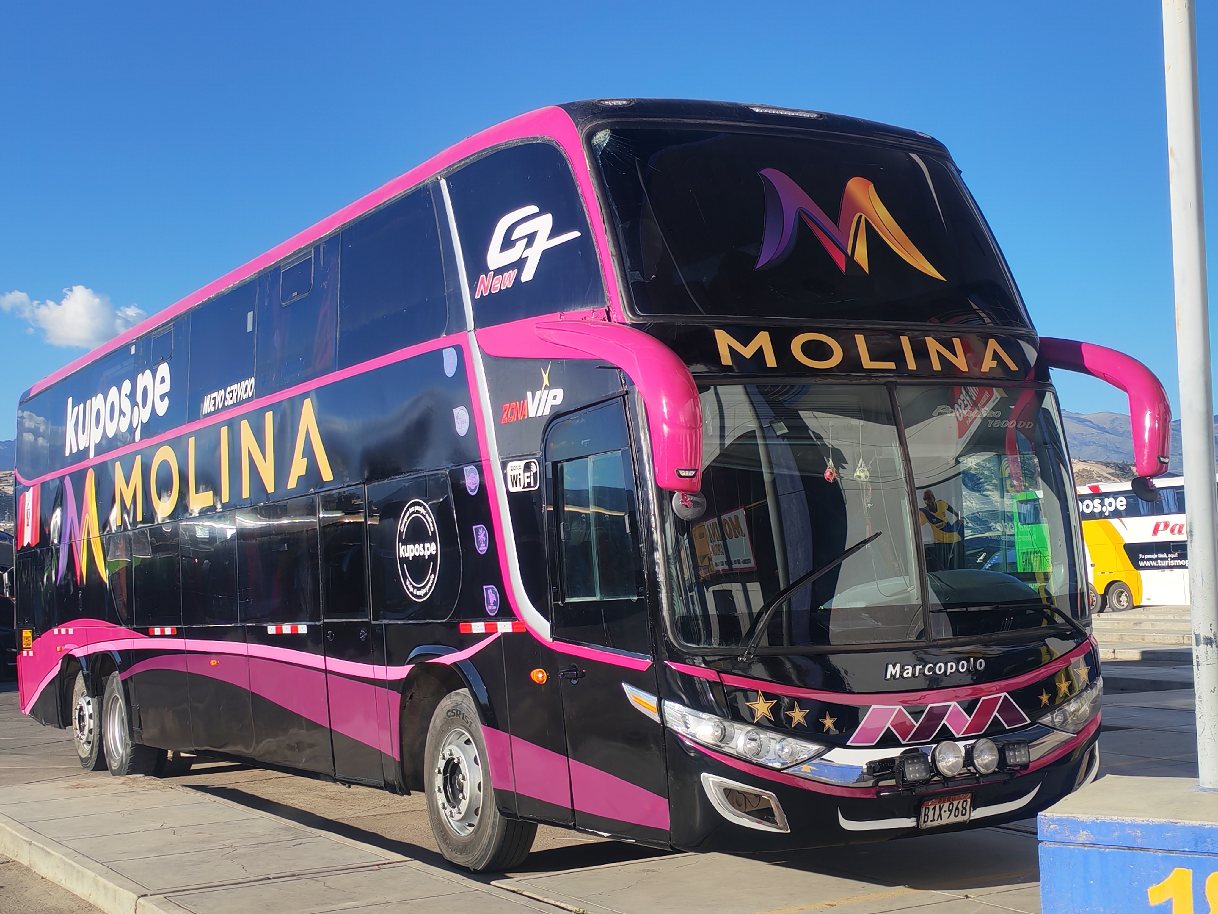 Interior y exterior de un bus premium Molina